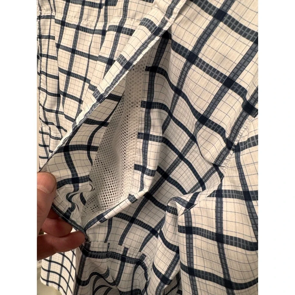Columbia Silver Ridge Lite Plaid Long Sleeve Fishing Shirt Mens XXL Navy AM1282